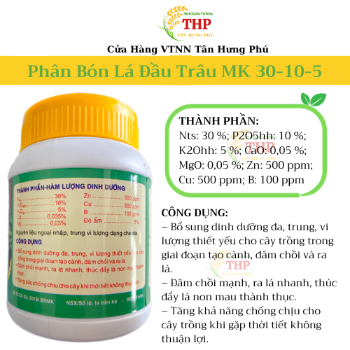 Phân Bón Lá Đầu Trâu MK 30-10-5 | PHÂN BÓN CHUYÊN Cây Ăn Trái | PHÂN BÓN