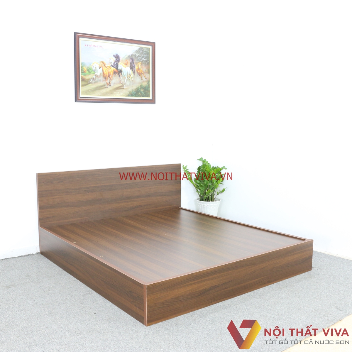 Giường Ngủ Gỗ MDF Melamine Màu Nâu Đẹp Hiện Đại Giá Rẻ
