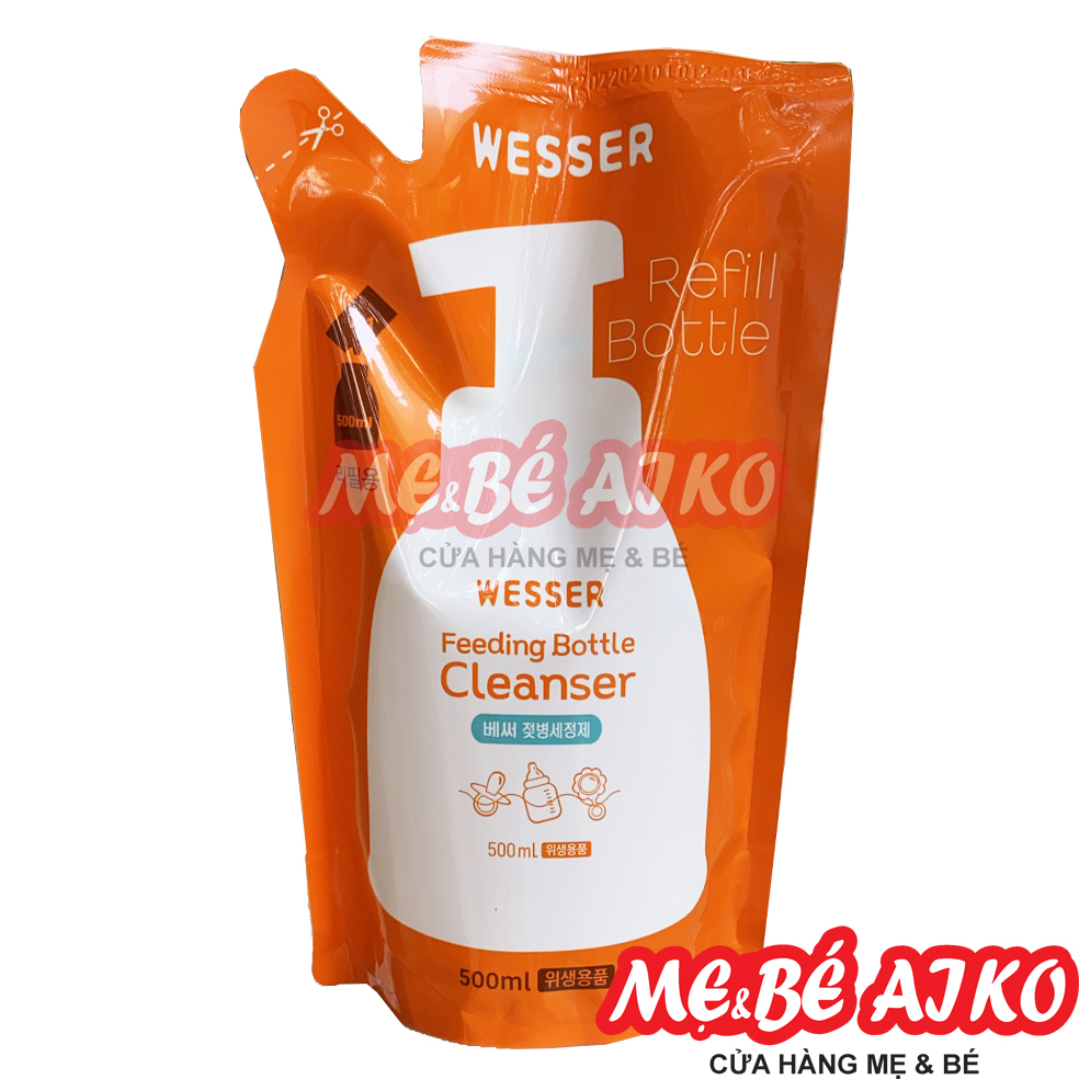 Bộ 2 Gói Nước Rửa Bình Sữa Wesser (500ml x 2)