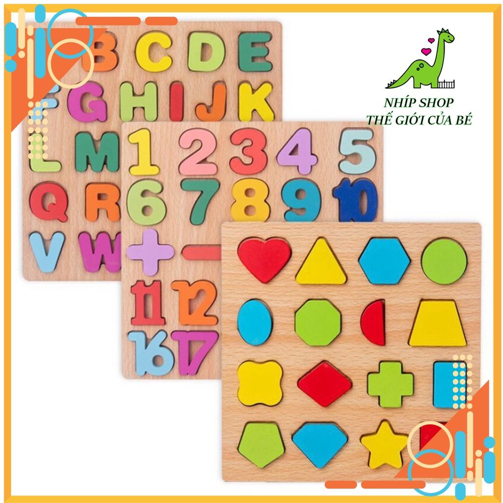 Bảng Gỗ Nổi Cho Bé Học Chữ Cái, Hình Khối Và Chữ Số Kích Thước 20x20Cm