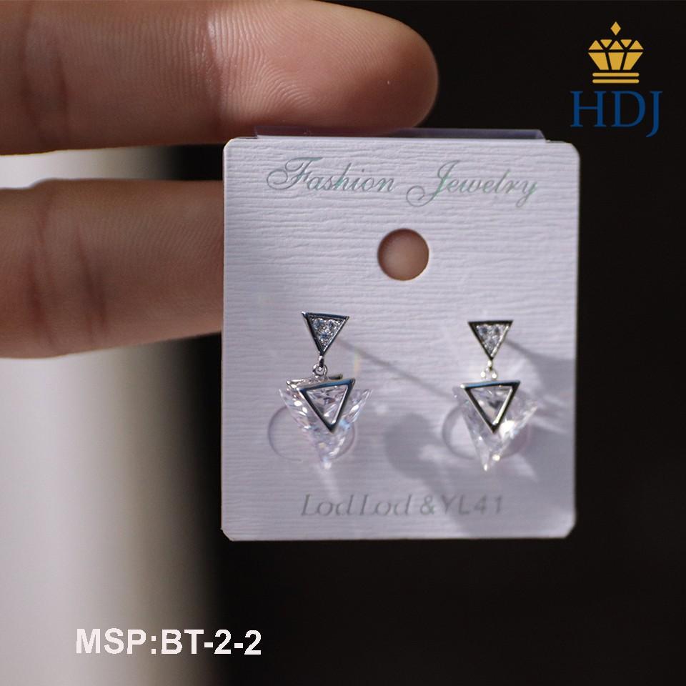 Bông Tai Khuyên tai hình kim cương đính đá sang trọng trang sức HDJ mã sản phẩm BT-2-2