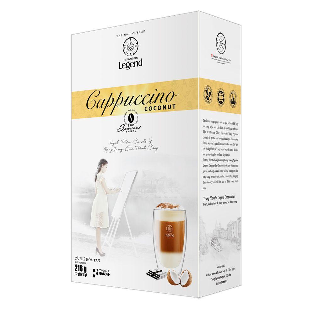 Cà phê Cappuccino Coconut Trung Nguyên Legend - Hòa tan Dừa - Hộp 12 gói