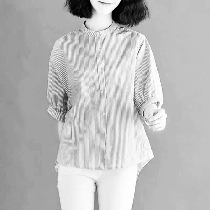 ÁO SƠ MI NỮ SỌC SUÔNG CÁ TÍNH