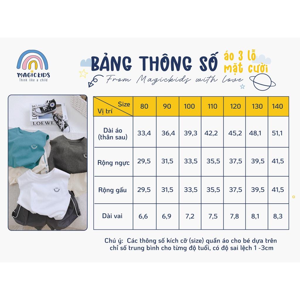 Áo thun ba lỗ bé trai 1 2 3 4 5 6 7 tuổi cotton co giãn thêu mặt cười Magickids Quần áo bé trai thấm hút mồ hôi AO22005