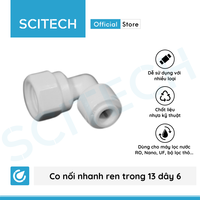 Co nối nhanh ren trong 13/21 ra dây 6 hoặc ren trong 21 ra dây 10 dùng trong máy lọc nước - Hàng chính hãng