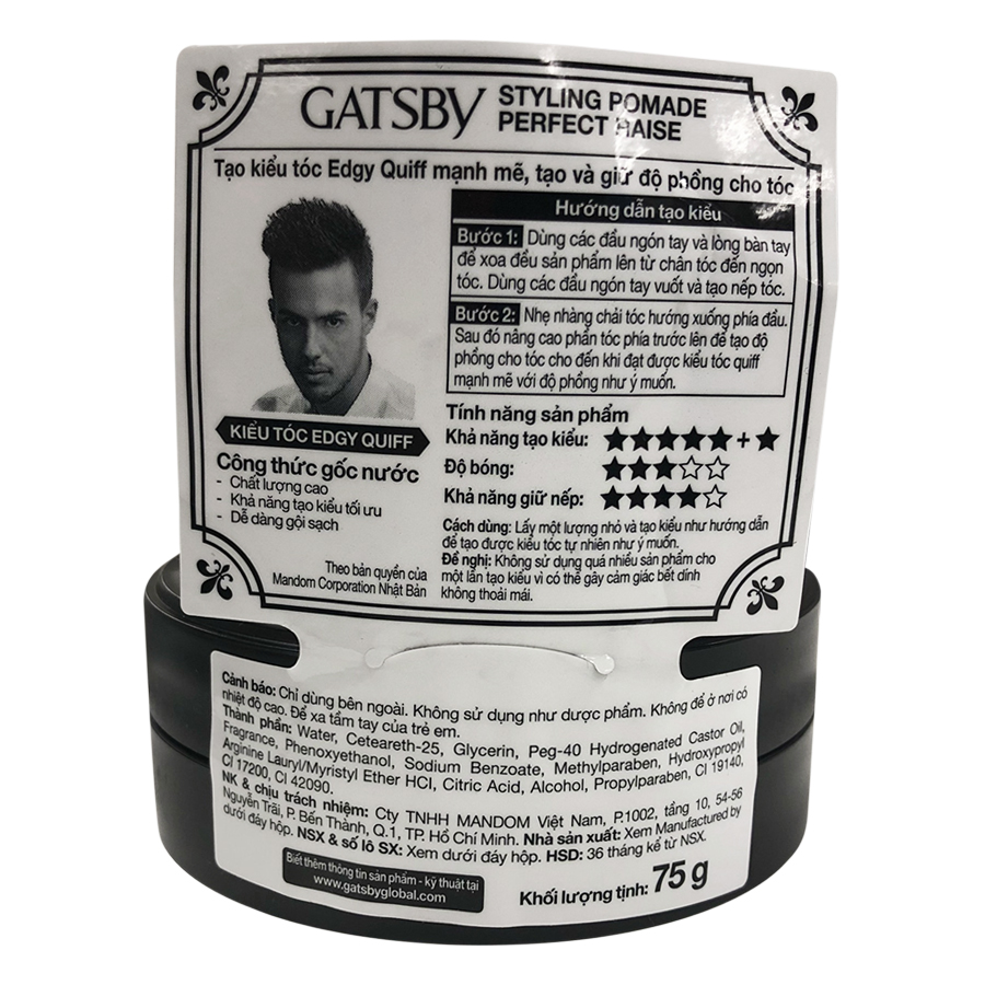 Wax Vuốt Tóc Gatsby Pomade Perfect Raise (75g) - 100922274