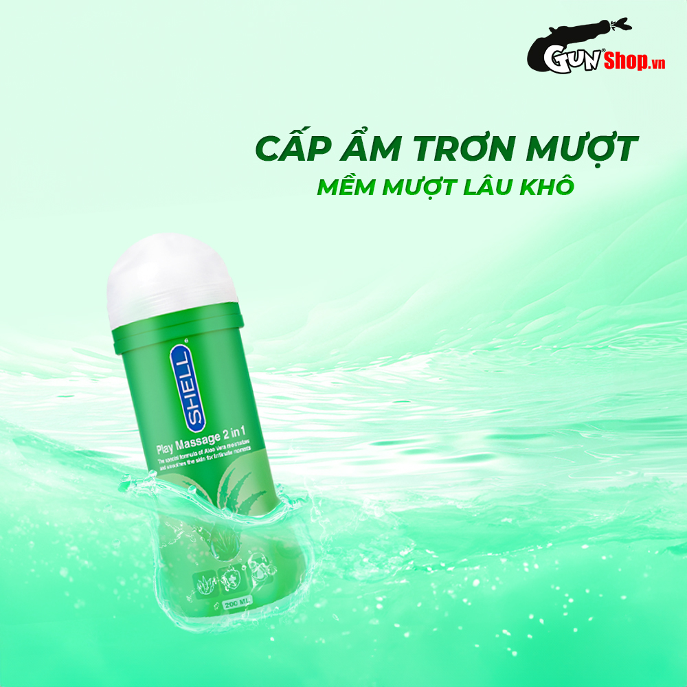 Gel bôi trơn Shell Play Massage 2 in 1 Aloe Vera - Chai 200ml
