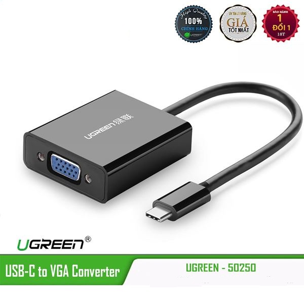 Cáp chuyển tín hiệu USB type-C ra VGA chính hãng UGREEN 50250