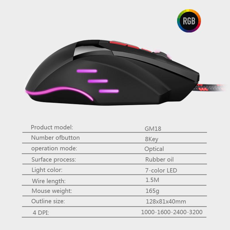 Lập Trình Macro 8D USB Có Dây 6800 DPI Chuột RGB Đèn LED Hậu 8 Phím Pubg Chuột Chơi Game Game Thủ Chuột Dành Cho máy Tính Laptop Máy Tính