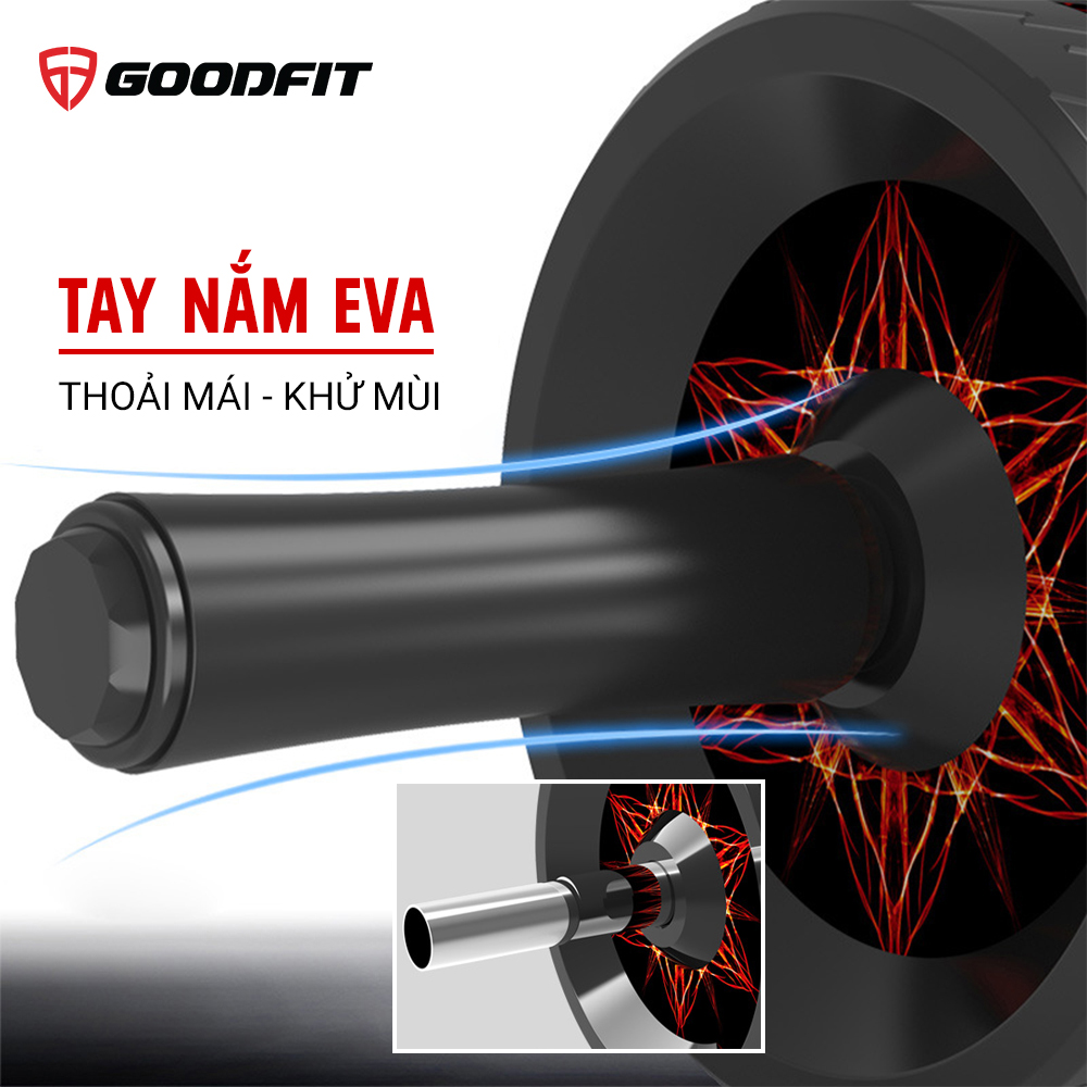 Con lăn tập bụng, con lăn tập cơ bụng 3 bánh GoodFit chống trượt, chịu tải 200kg tập luyện tại nhà Goodfit GF603AB