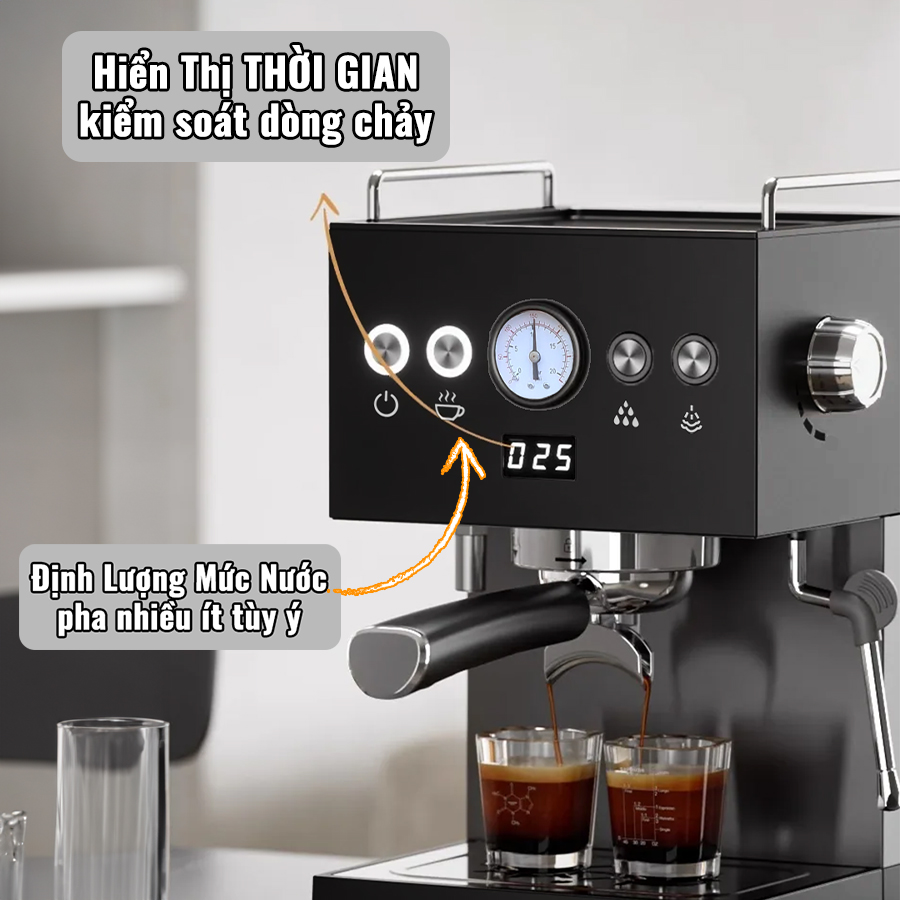 Máy Pha Cà Phê Espresso PCF05 chuyên nghiệp họng pha kim loại 58mm thương mại, tùy chỉnh cafe DIY tự động toàn diện, hàng chính hãng