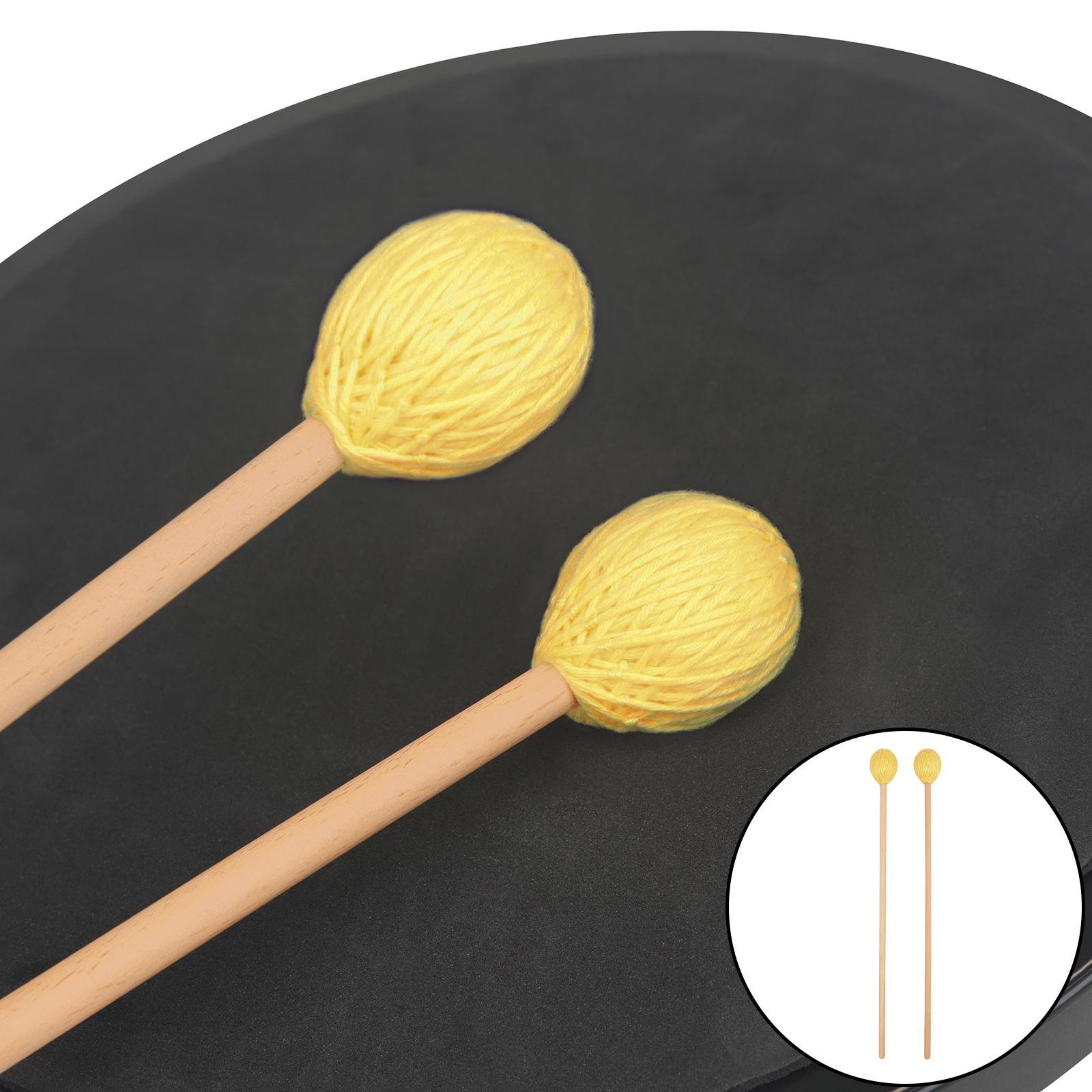 Marimba Mallets Wood Handle Soft Head Professionals Sticks yellow