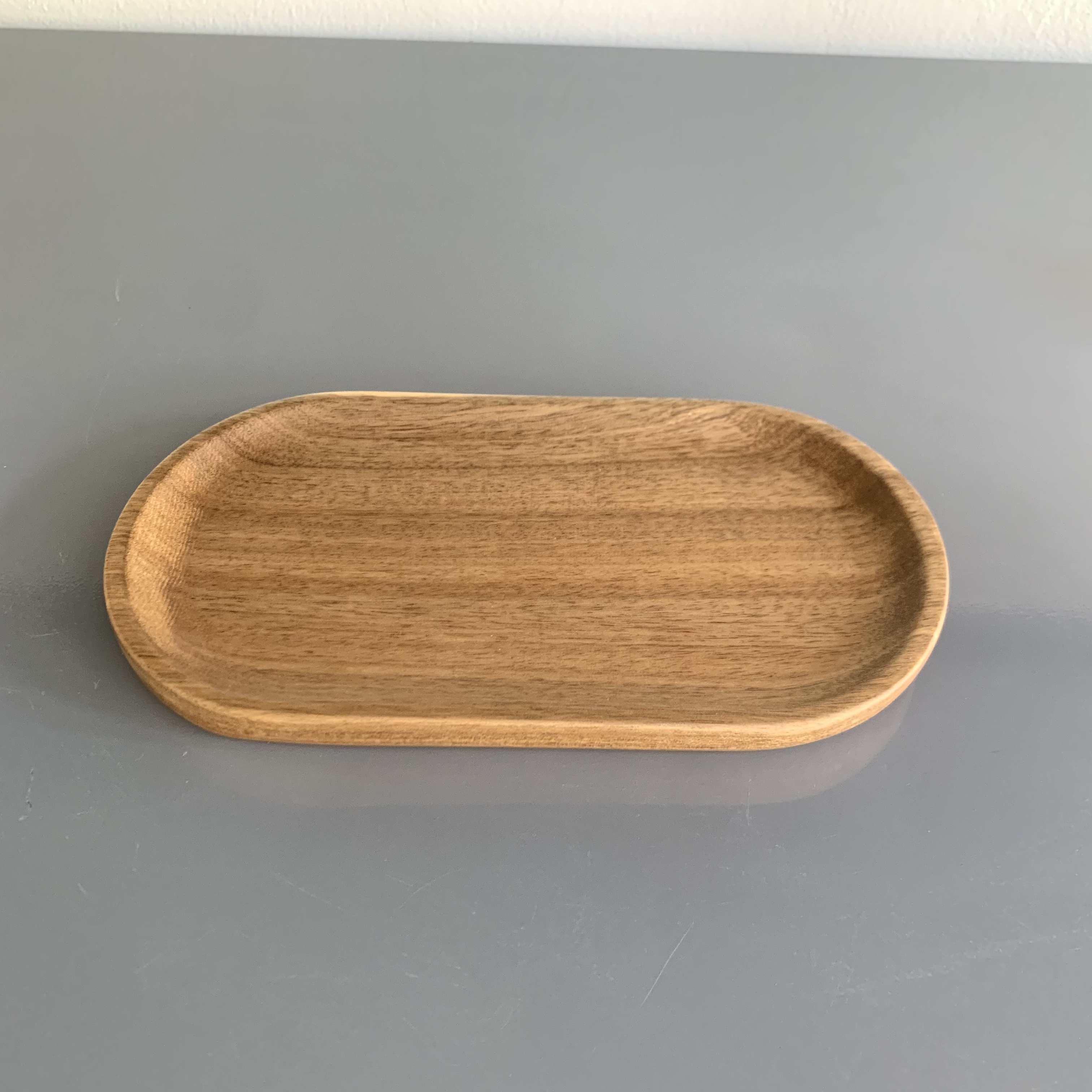 Khay Gỗ, Đĩa Gỗ Keo Nguyên Khối Oval 22x12cm Đựng Cốc uống Trà, Bánh, Hoa Quả Vitrapro