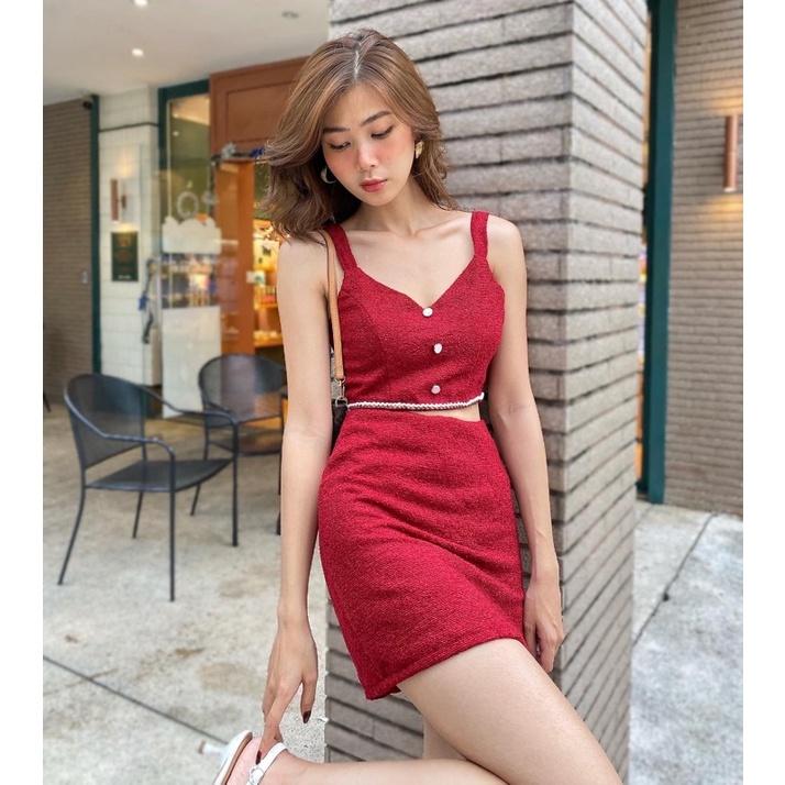 Set dạ Tweed đỏ tôn dáng REVERCLOTHINGS Festive Set
