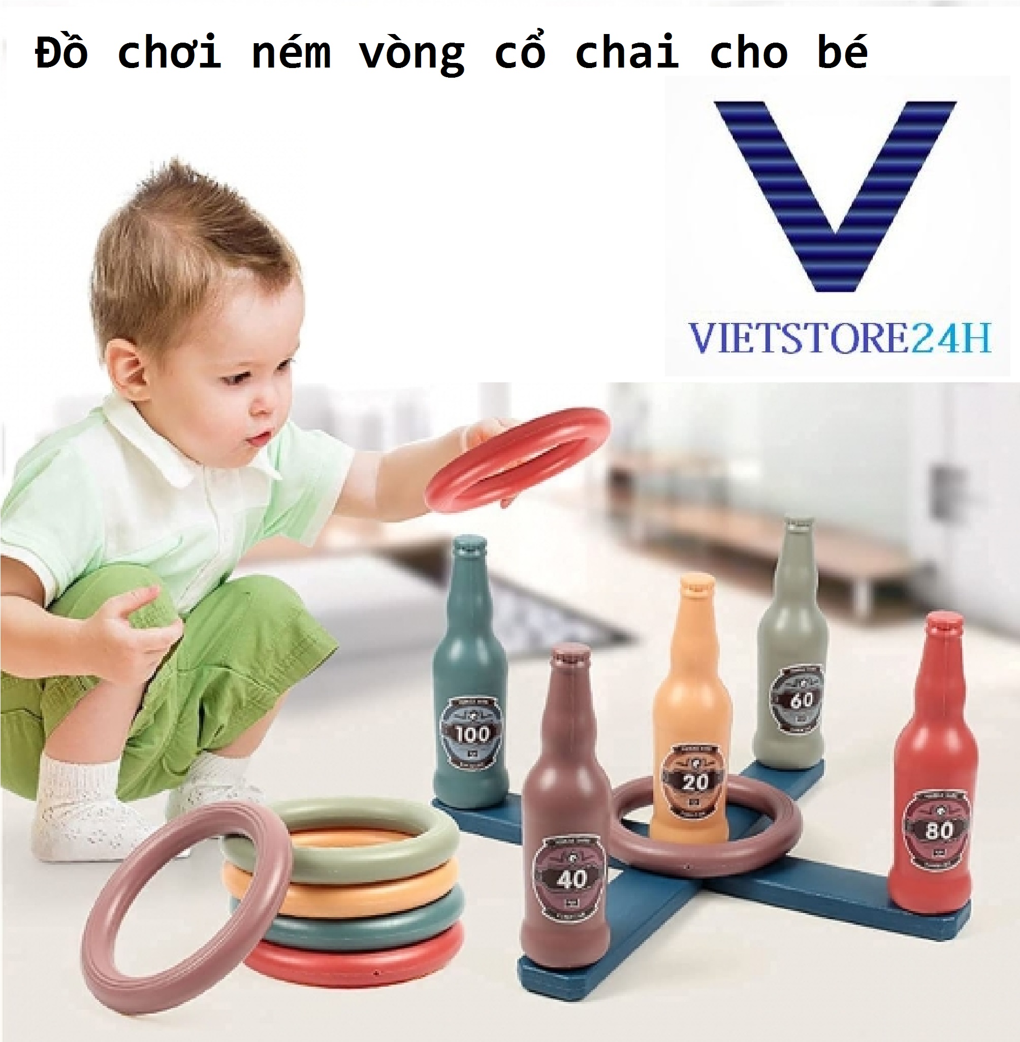 Đồ chơi ném vòng cổ chai cho bé VT