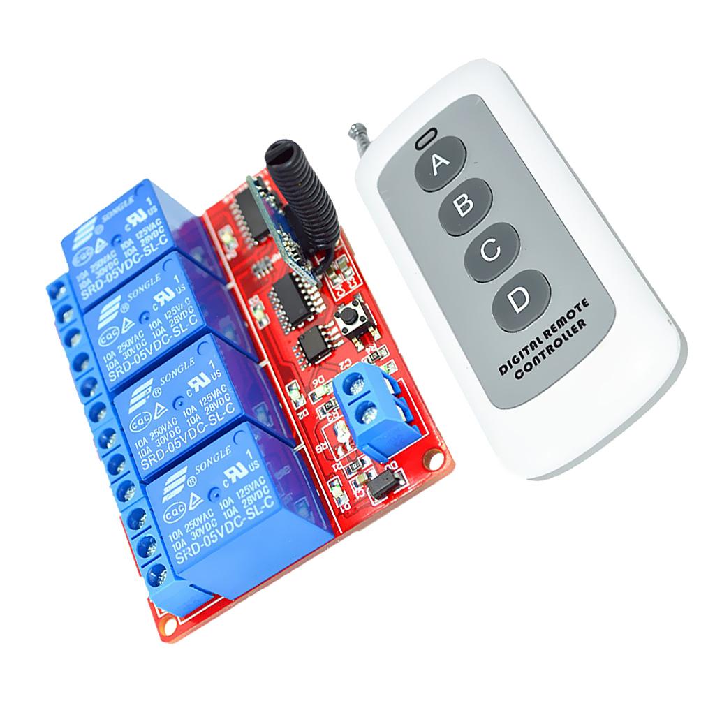 5V 4 Channel Switch Relay Driving Module Board + 4 Key Remote Controller