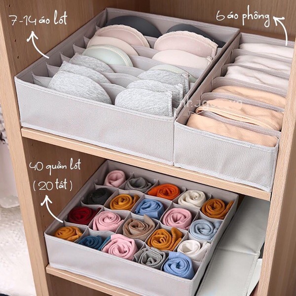 Bộ 5 giỏ đựng quần áo, tất, phụ kiện tiện gọn dễ tìm hàng Việt Nam cao cấp (Storage Box)