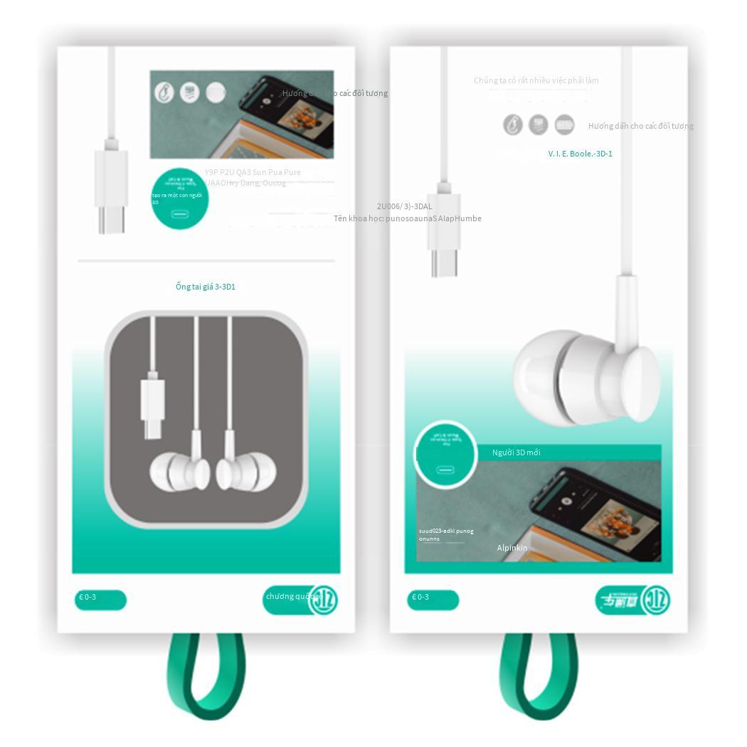 Phong cách mới nhất E033 mới phù hợp với tai nghe điện thoại di động Huawei Xiaomi Type-C tai nghe có dây âm thanh nổi trong tai có micrô