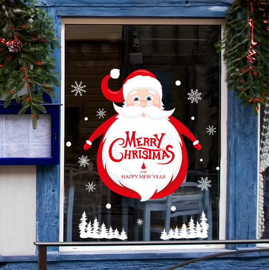 Decal trang trí Noel - Ông già Noel và bộ râu trắng
