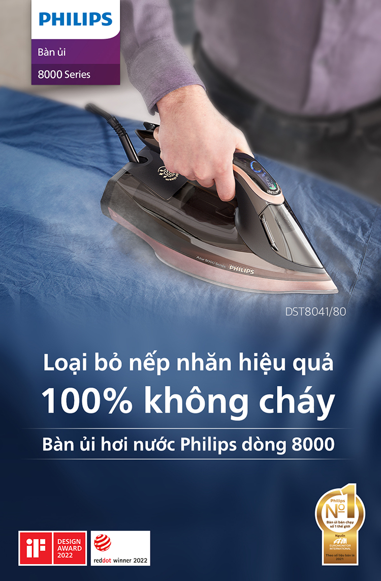 Bàn ủi hơi nước Philips DST8041/80 (3000W) - Hàng Chính Hãng