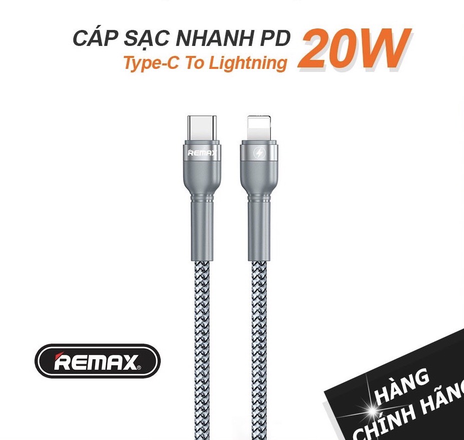 Cáp Sạc Nhanh 20W Dành Cho iPhone iPhone Type C to Lightning PD 20W Remax RC-171, Chip E-marker, Chống Sạc Quá Tải, Chống Gãy Cáp - Hàng Chính Hãng