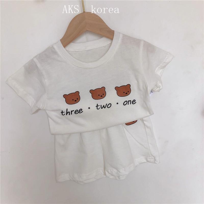 Set bộ mặc nhà cotton hoạ tiết gấu cho bé