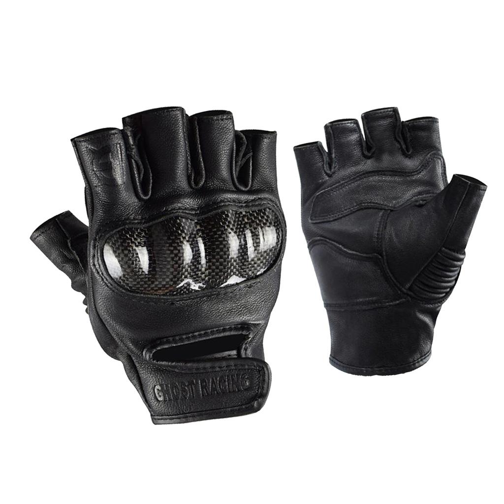 Carbon Fiber Motorcycle Half Finger Gloves Motorbike Ride Fingerless
