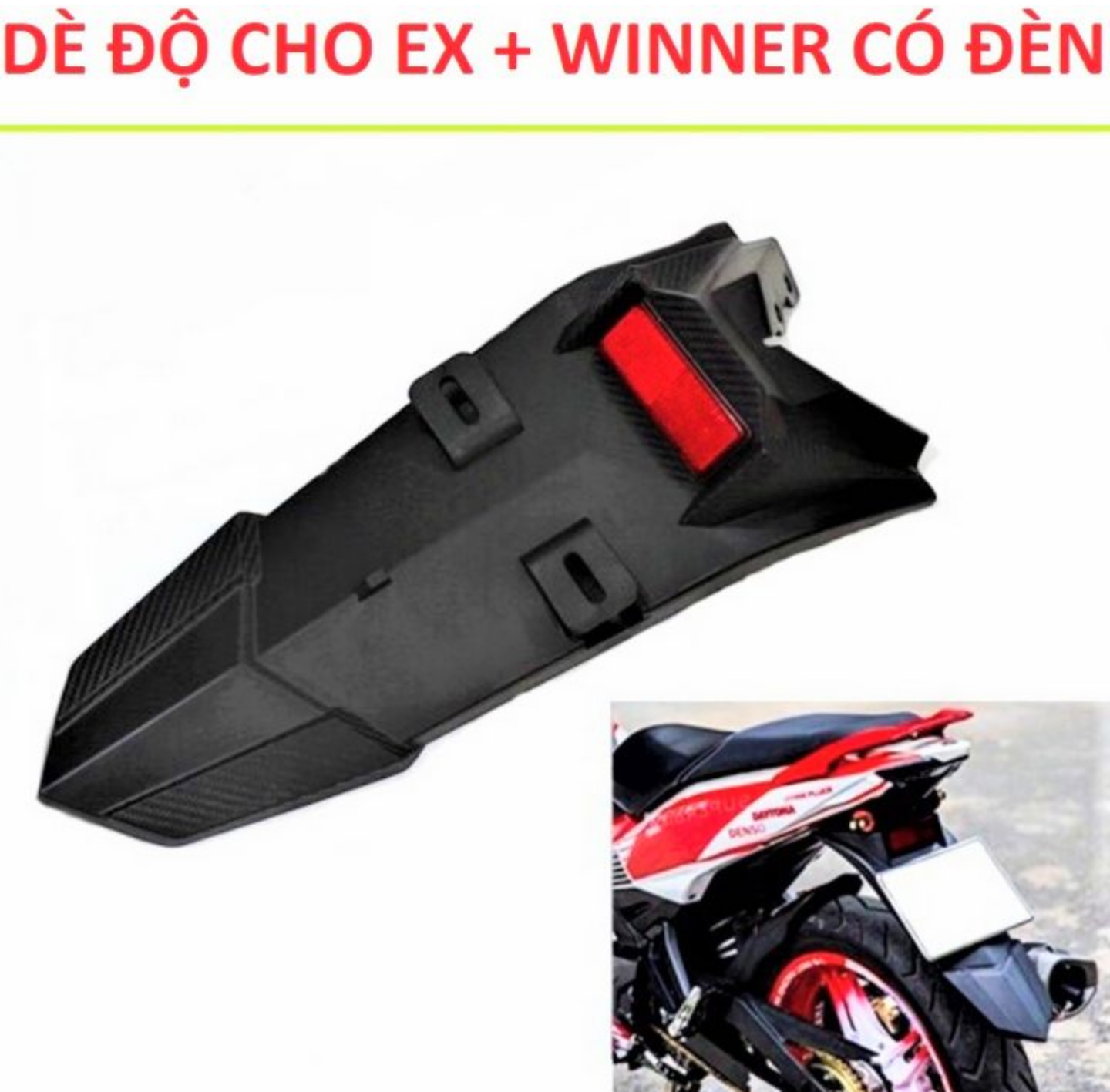 BỘ DÈ CHẮN BÙN SAU XE MÁY LẮP XE EX150 CÓ ĐÈN LED CỰC ĐẸP MẪU MỚI HÀNG CHUẨN GIÁ RẺ