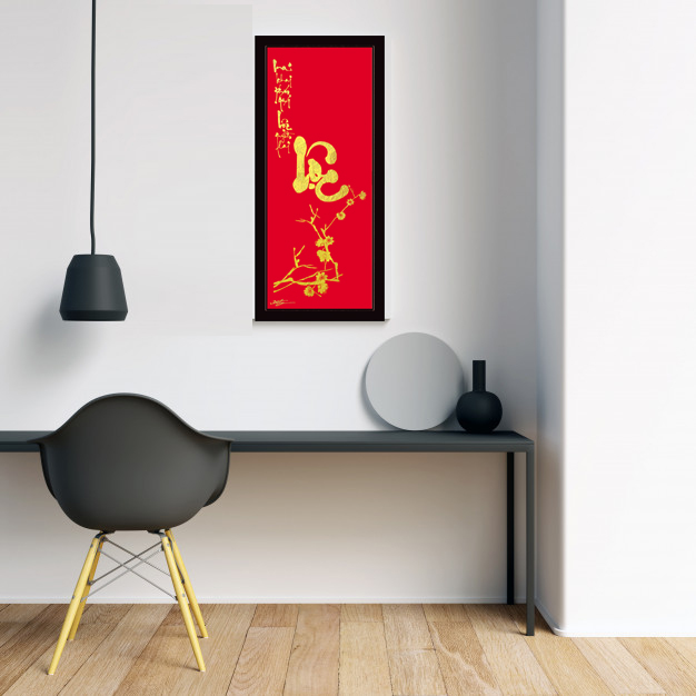 Tranh thư pháp dát vàng 24k