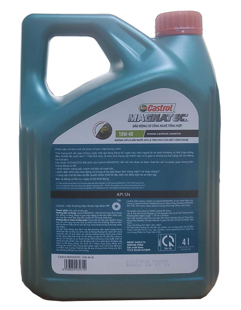 Dầu nhớt cho động cơ ô tô Castrol Magnatec 10W-40 (Can 4 lít)