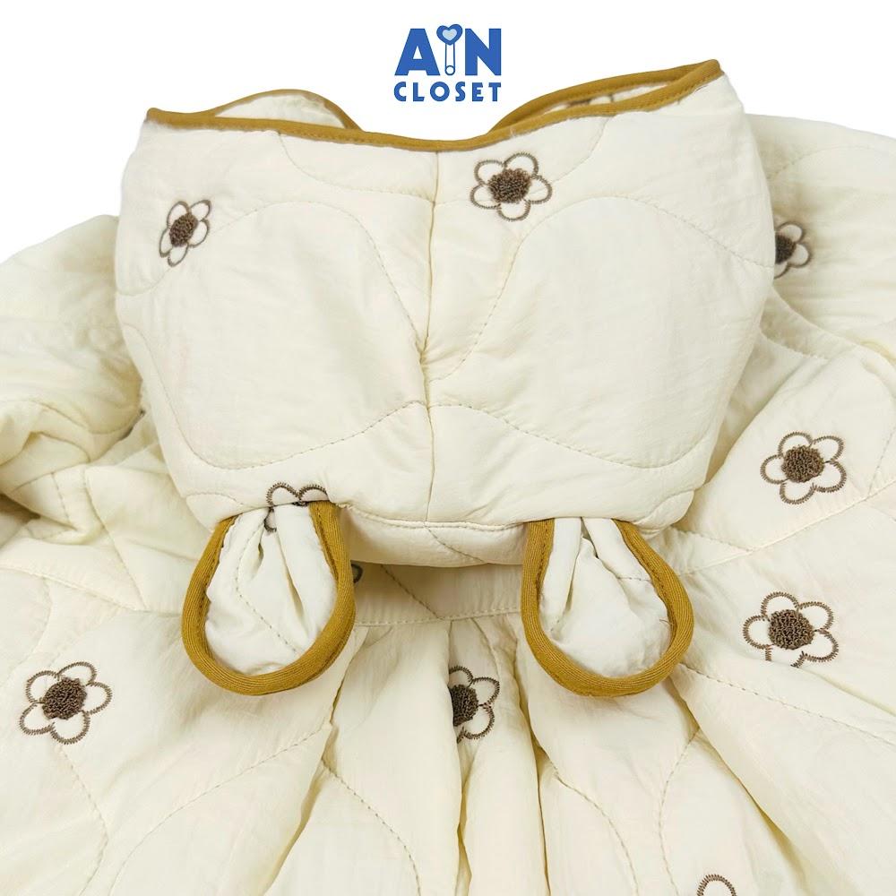 Áo khoác có nón bé gái họa tiết Hoa Thêu Nâu chần bông - AICDBGULYPQK - AIN Closet