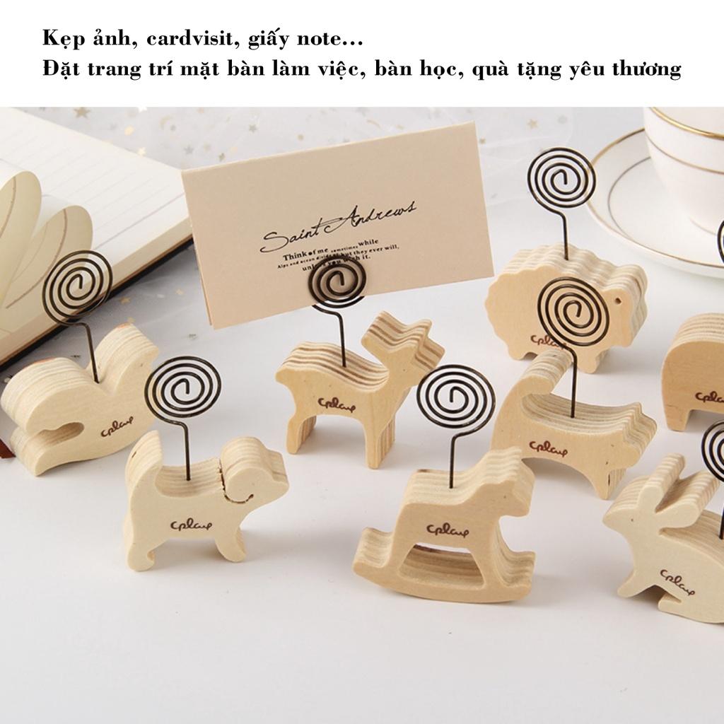 Kẹp ảnh để bàn đế bằng gỗ hình động vật đơn giản, kẹp cardvisit, note, quà tặng ý nghĩa Tú Vy Studio