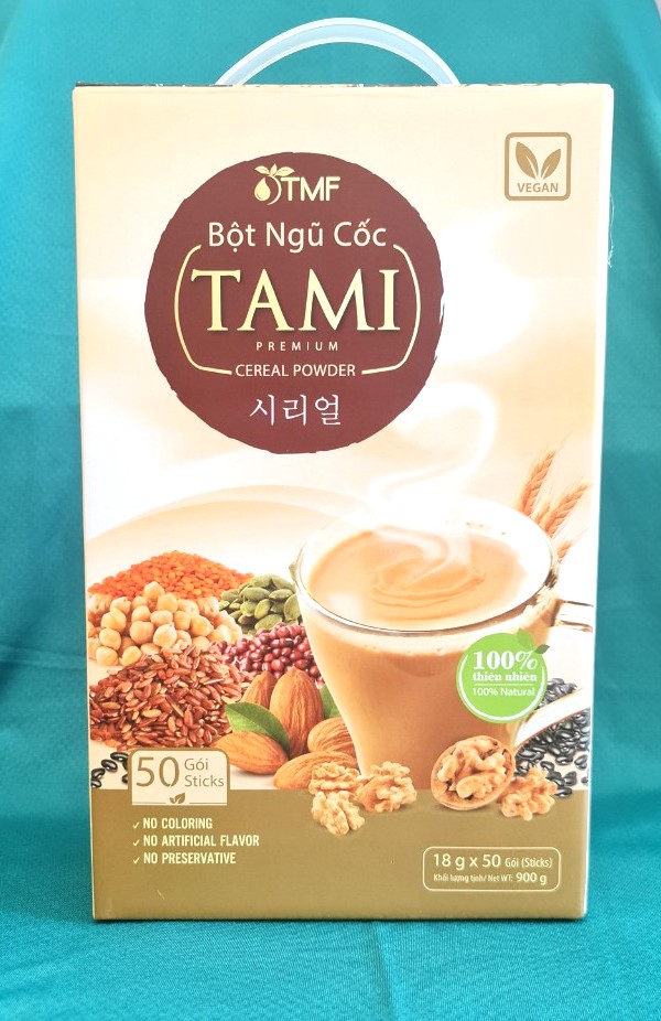 Bột ngũ cốc nảy mầm Tami ít ngọt 900g hộp 50 gói TÂM MINH FOODS