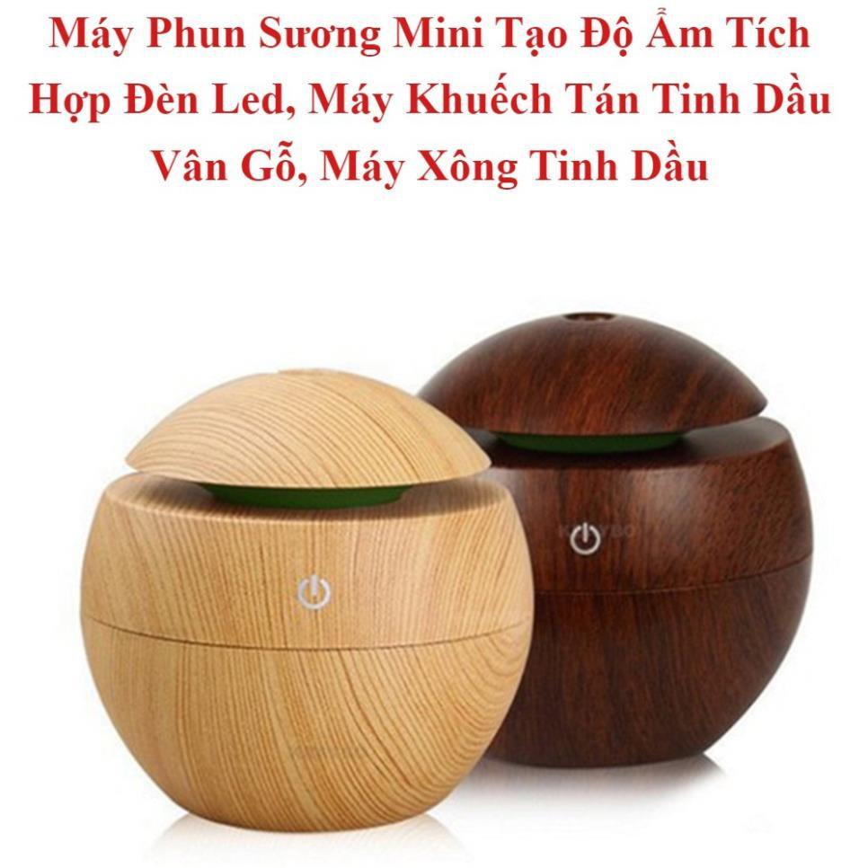 Máy xông tinh dầu vân gỗ hình tròn - hiệu quả, đẹp mắt