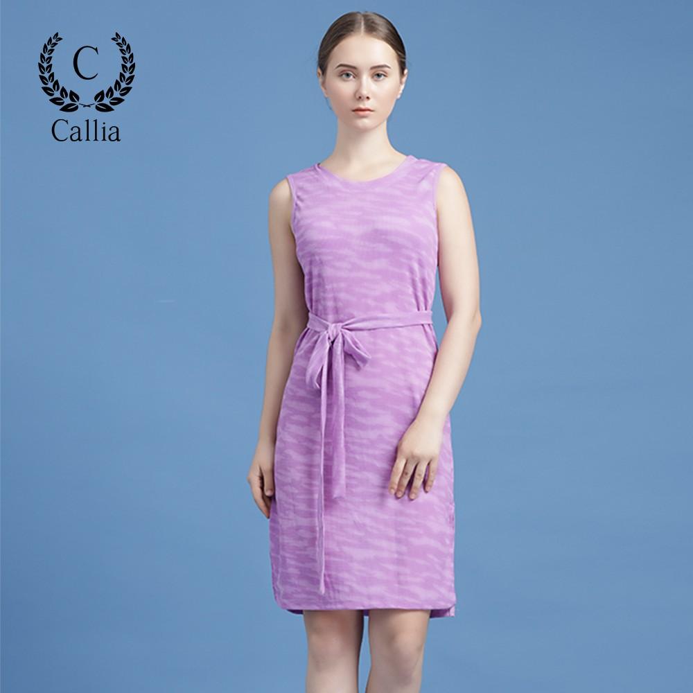 Đầm suông cổ tròn nữ Callia Sola tay ngắn