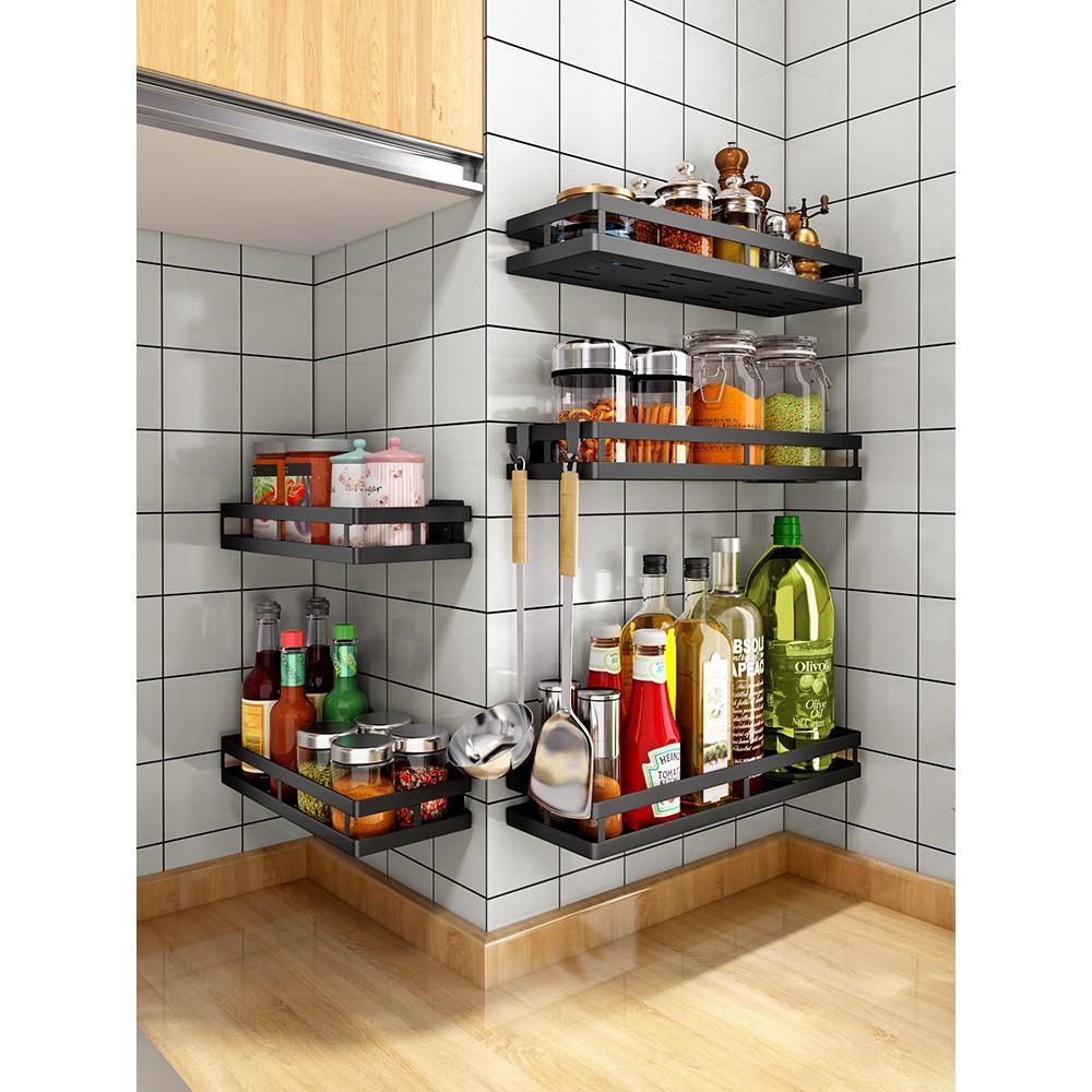 Kệ đựng gia vị dán tường không cần khoan đục Kệ nhà bếp đa năng hình chữ nhật 34x10x5cm