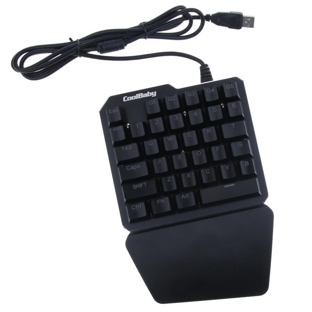 Gaming Keyboard 35 Keys 7 Colors LED Backlit Wired Single Hand Gamer Keyboard for PUGB Mobile