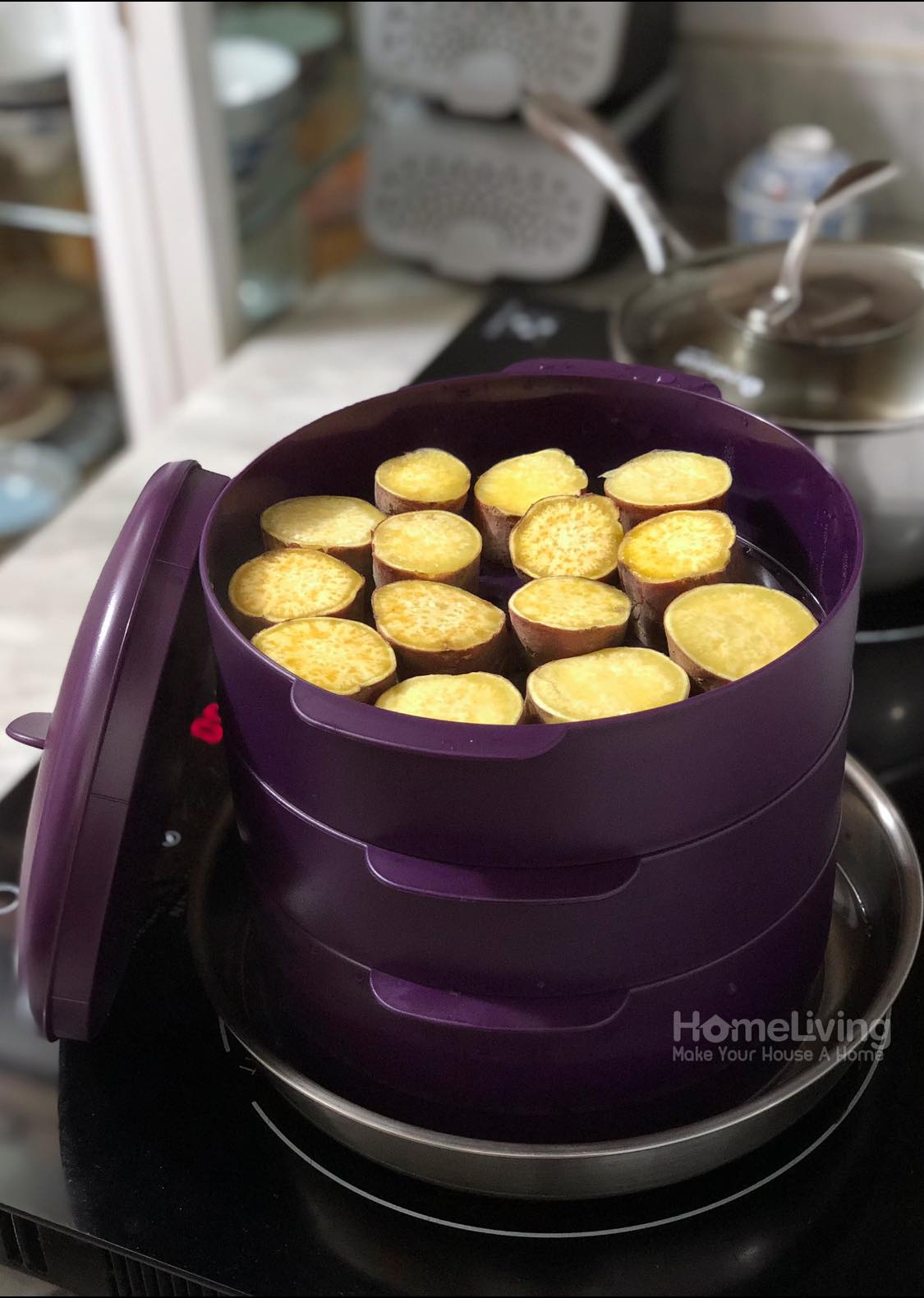 Xửng hấp 3 tầng Steam It Tupperware (màu tím)