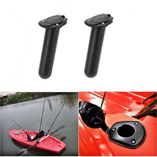 Set 2 Plastic Flush Mount Fishing Boat Rod Holder & Cap Cover for Kayak Pole