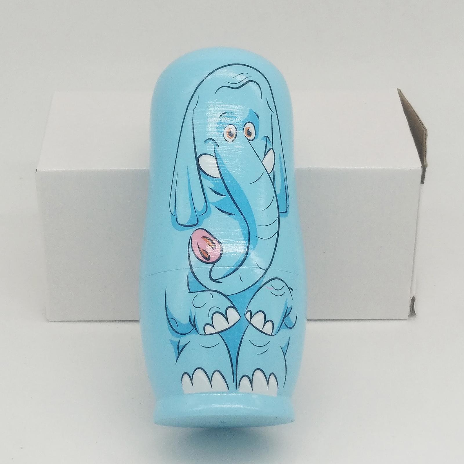 12 Pieces Matryoshka Russian Nesting Dolls Babushka Cartoon Animal Pattern