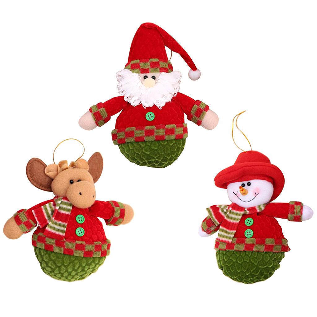 Christmas Santa Snowman Elk Plush Doll Christmas Tree Hanging Decoration A