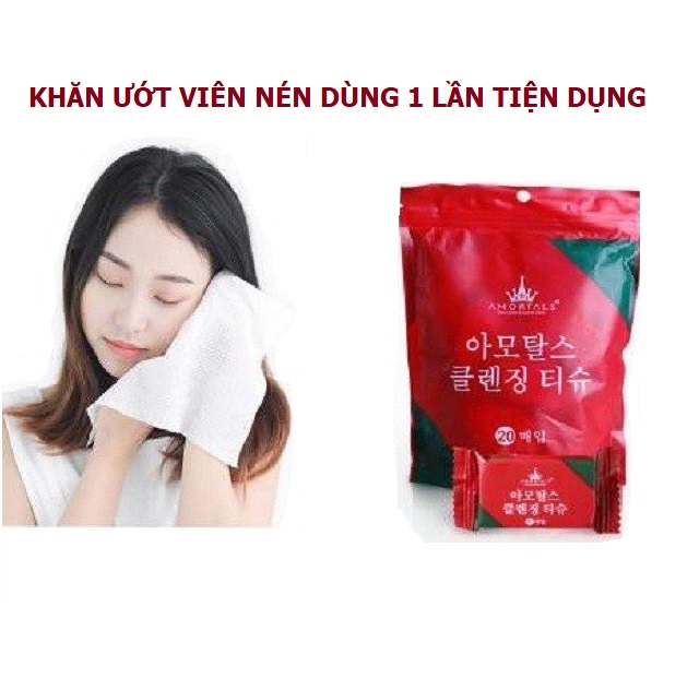 Set 20 Viên Nén Khăn Ướt Nhỏ Gọn, Chất Liệu Mềm, Mịn, Dùng 1 Lần Tiện Dụng Sạch Sẽ Trong Gia Đình, Phù Hợp Khi Đi Du Lịch. TakyHome 5850Set20