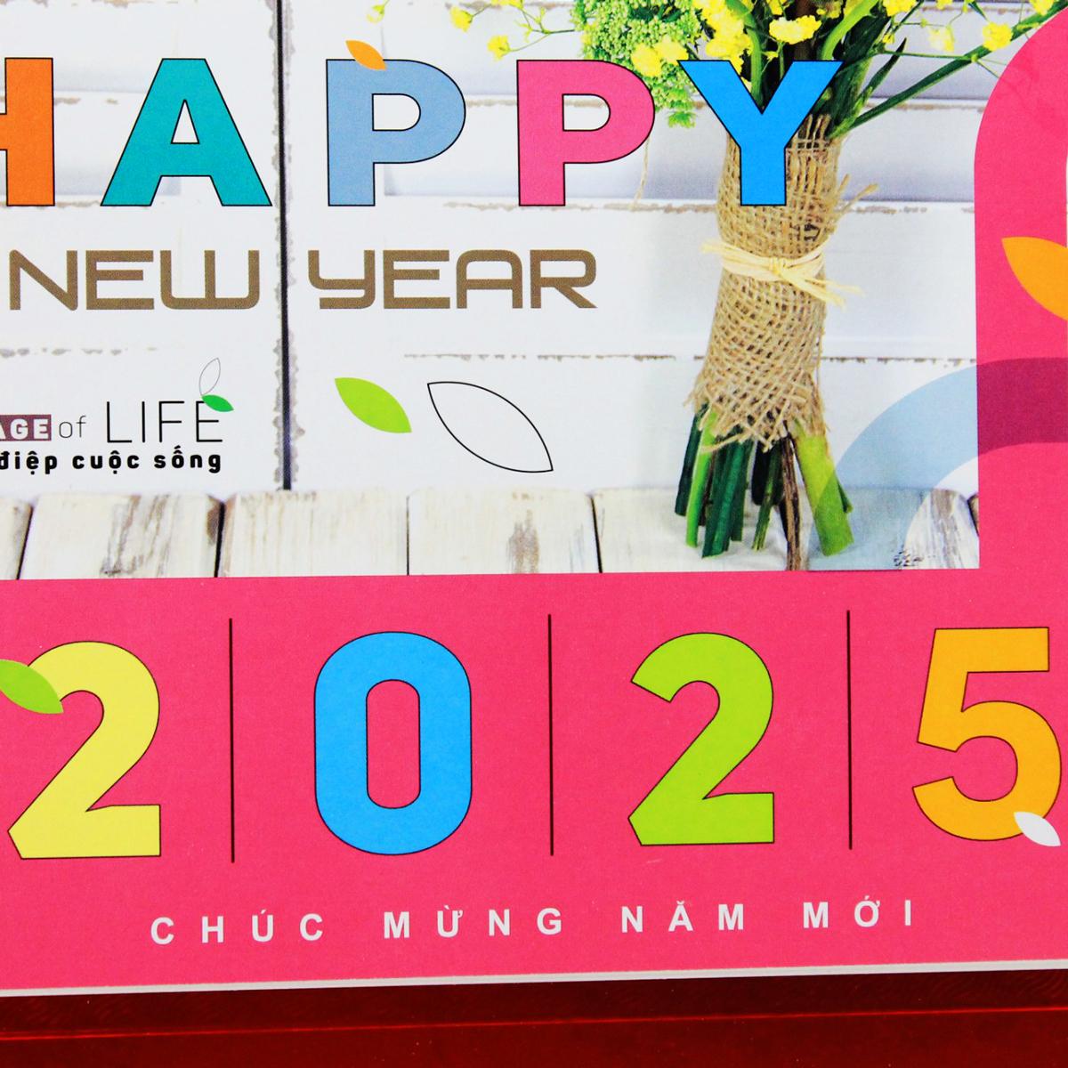 Lịch Bàn Đứng 2025 - Thông Điệp Cuộc Sống - Văn Lang VL-LB04 - Đế Màu Đỏ