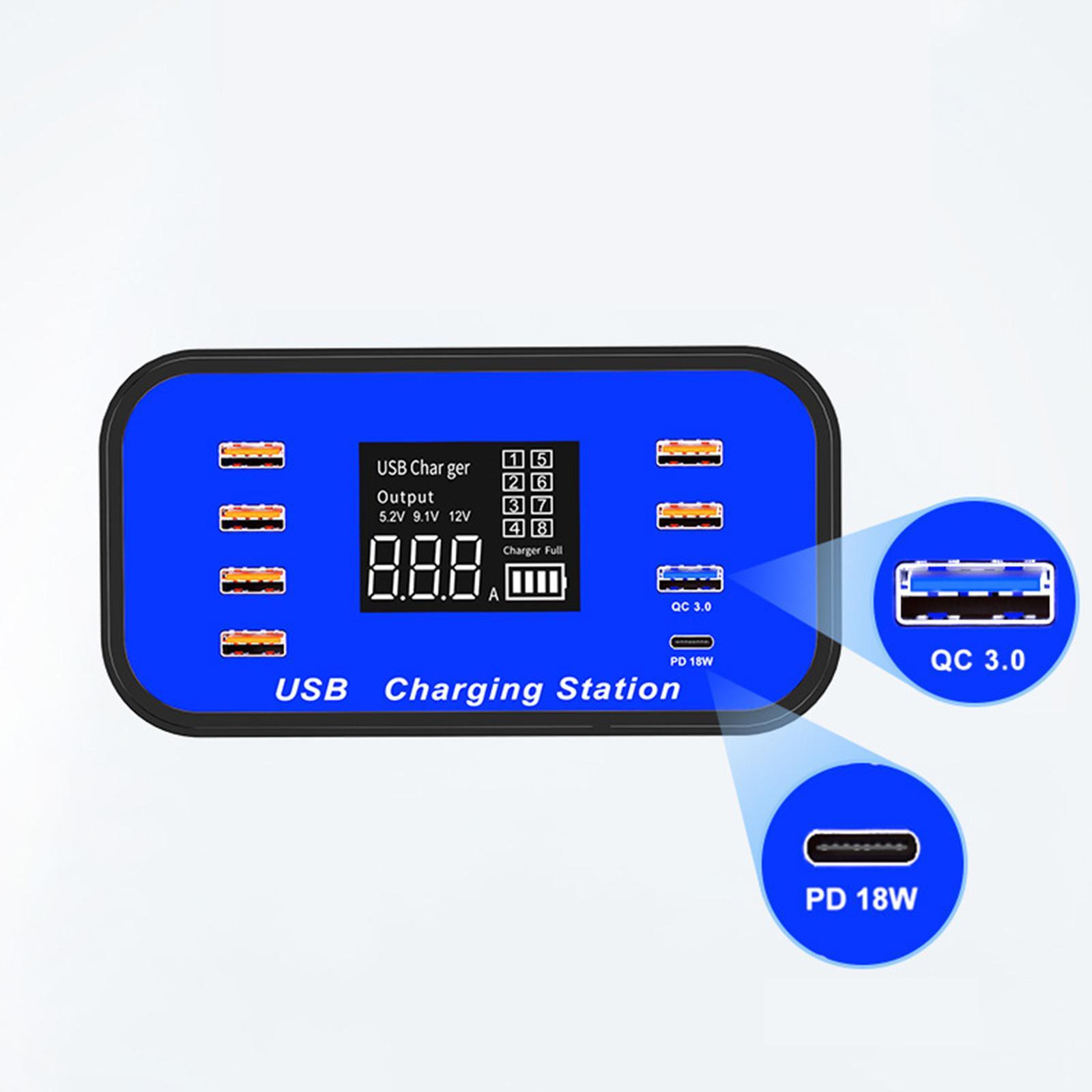 Multi Smart Fast USB Charger 8-Port Desktop Hub Charging Station Travel