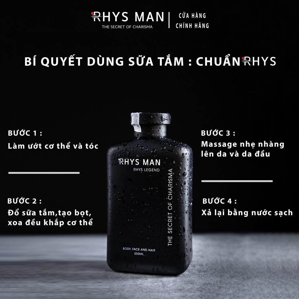 Sữa tắm gội nam RHYS MAN hương nước hoa 3 in 1 Rhys Legend 350ml - Hàng chính hãng