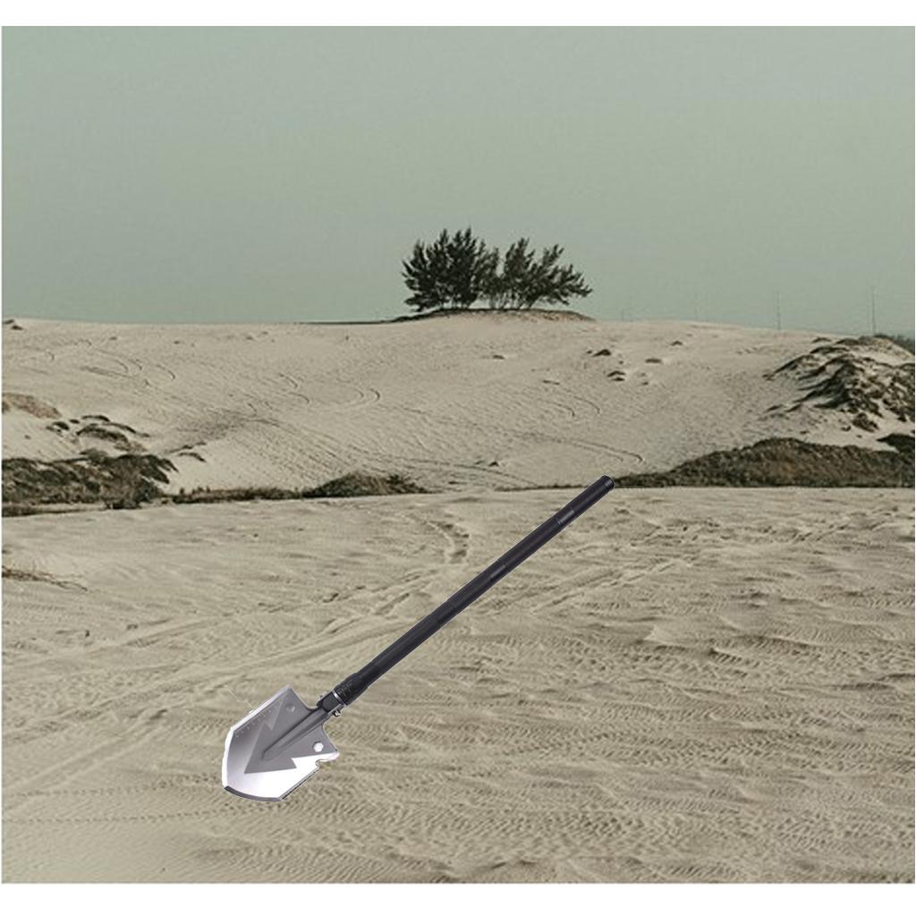 Military Folding Camping Shovel High Carbon Steel Protable Spade Entrenching Tool Extension Handle Shovel with Storage Pouch for Outdoor Camping