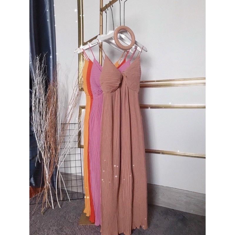 Đầm maxi hai dây nhỏ dập ly xoắn ngực siêu đẹp bkfrreship