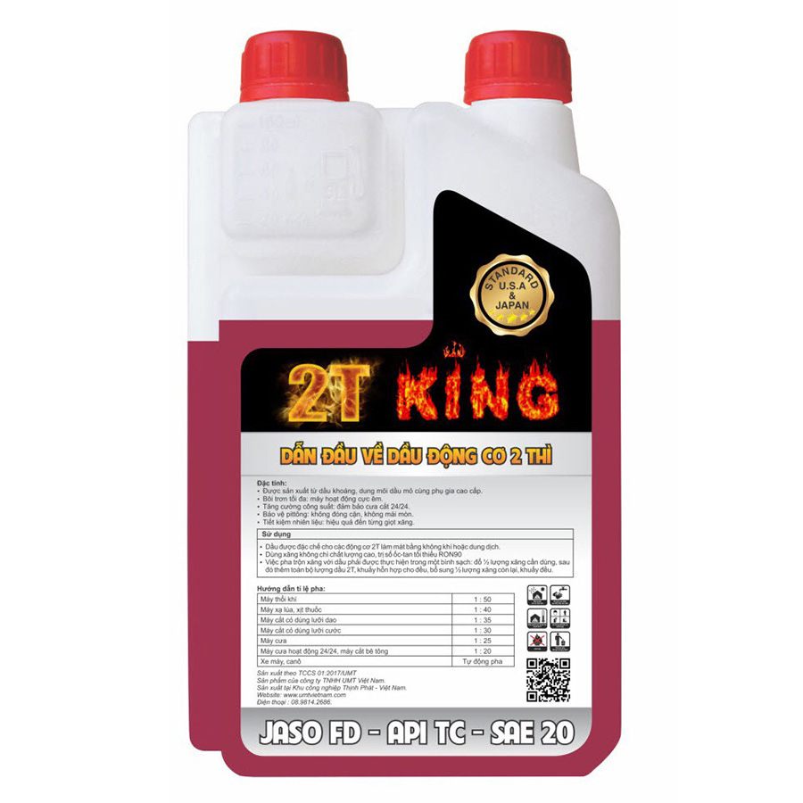 Dầu Nhớt 2T King Cao Cấp - API TC Jaso FD SAE 20 - Dầu Nhớt Động Cơ 2 Thì