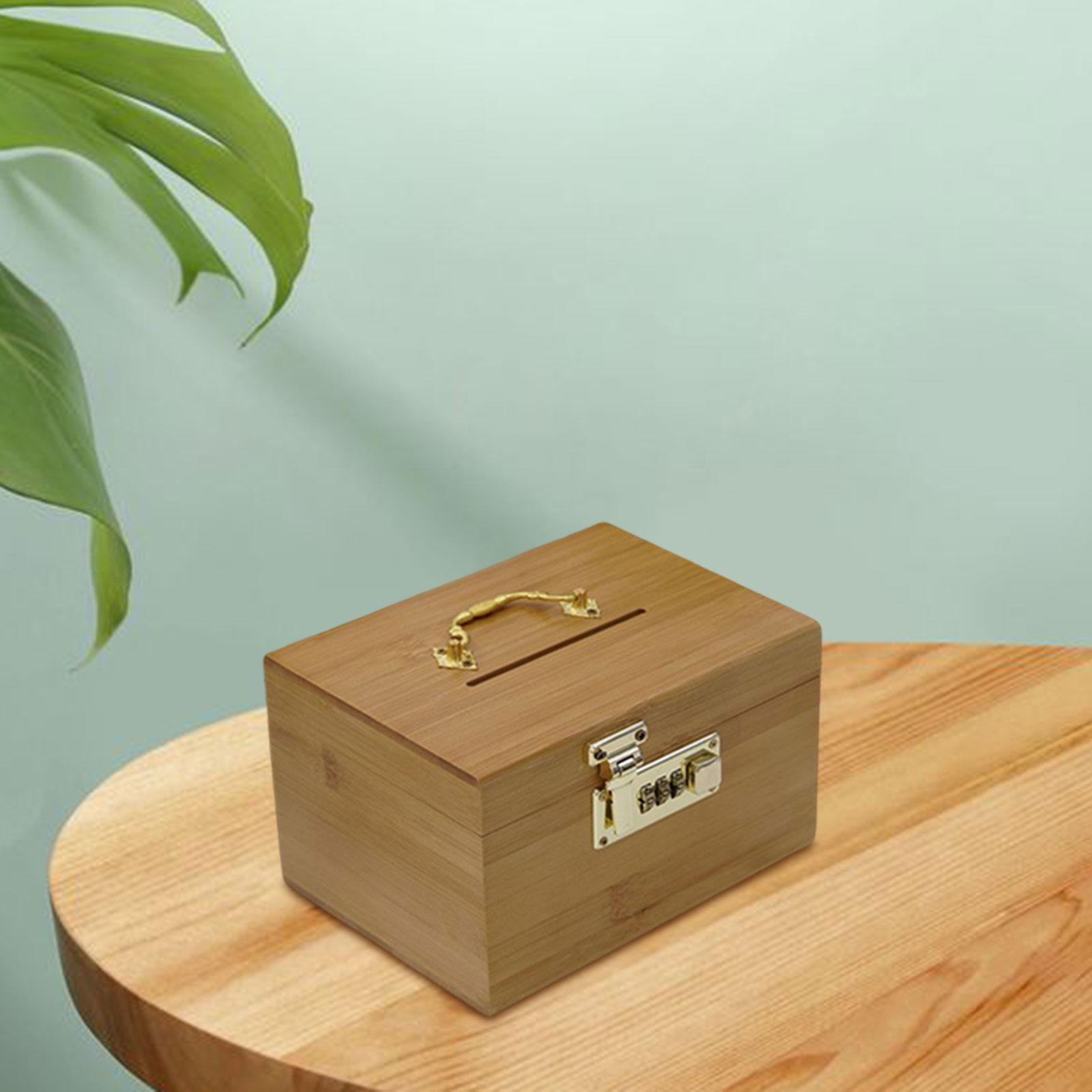 Wood Money Box Decoration Retro Keepsake Wooden Tea Box Wood Storage Organizer Box Jewelry Storage Case for Multipurpose Kids & Adults Gift