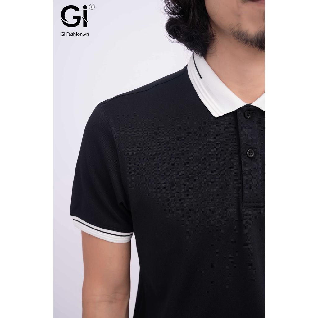 Áo polo nam GI màu đen, chất liệu cá sấu Poly